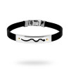 BRACCIALE IN PVC NERO E TARGA CON SERPENTE E PUNTI ORO IN ACCIAIO
