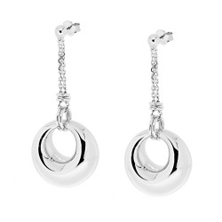 ORECCHINI CON PENDENTE A FORMA TONDA IN ARGENTO 925 GALVANICA RODIO