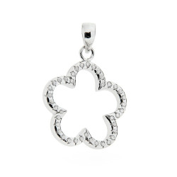 CIONDOLO FIORE CON CUBIC ZIRCONI IN ARGENTO 925 GALVANICA RODIO