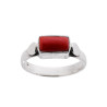 ANELLO ETNICO CON PIETRA CORALLO RETTANGOLARE IN ARGENTO 925