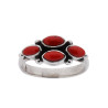 ANELLO ETNICO FOGLIE CON PIETRE CORALLO IN ARGENTO 925