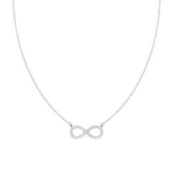 COLLANA CATENA FORZATINA INFINITO CON ZIRCONI BIANCHI IN ARGENTO 925 GALVANICA RODIO