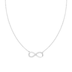 COLLANA CON INFINITO E ZIRCONI BIANCHI IN ARGENTO 925 GALVANICA RODIO