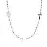 COLLANA ROSARIO MODELLO GIROCOLLO CM 46+4 CON GRANI A PALLINA LISCIA MM 2.5 E ZIRCONI BIANCHI IN ARGENTO 925 GALVANICA RODIO