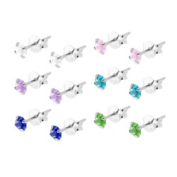 ORECCHINI PUNTO LUCE TONDO MM 4 A GRIFFE CON CUBIC ZIRCONIA COLOR IN ARGENTO 925