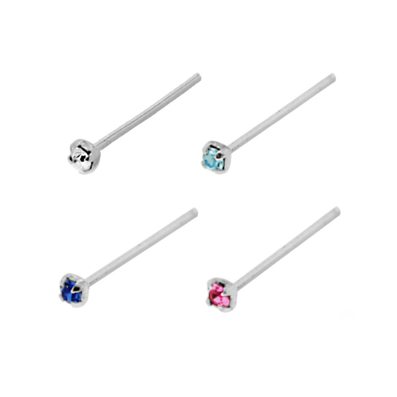 PIERCING NASO CHIODINO A GRIFFE CON CUBIC ZIRCONIA MULTICOLOR 1.5 MM IN ARGENTO 925