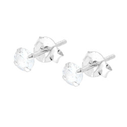 ORECCHINI PUNTO LUCE TONDO MM 4 A GRIFFE CON ZIRCONE BIANCO IN ARGENTO 925
