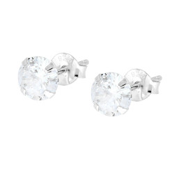 ORECCHINI PUNTO LUCE TONDO MM 6 CON ZIRCONE BIANCO IN ARGENTO 925