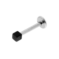 BODY PIERCING LABRET MM 11 CON CUBO NERO MM 2 IN ACCIAIO CHIRURGICO