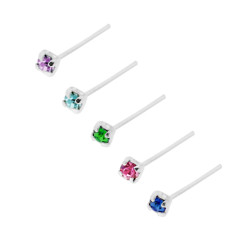 PIERCING NASO CHIODINO A GRIFFE CON CUBIC ZIRCONIA COLOR IN ARGENTO 925