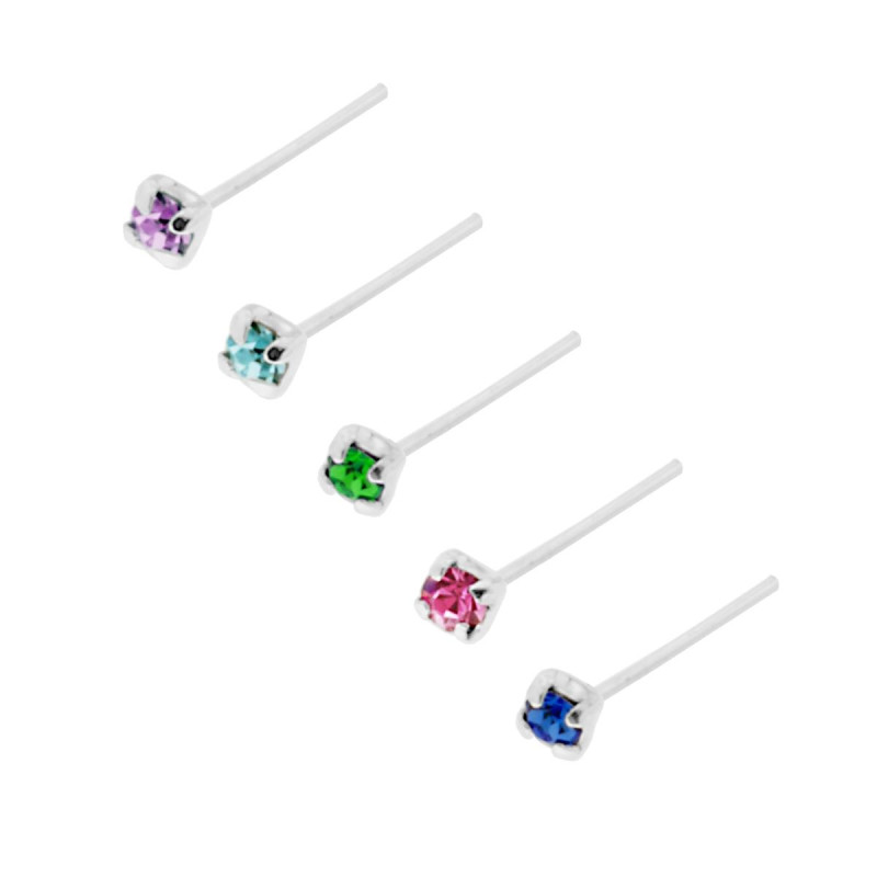 PIERCING NASO CHIODINO A GRIFFE CON CUBIC ZIRCONIA COLOR IN ARGENTO 925