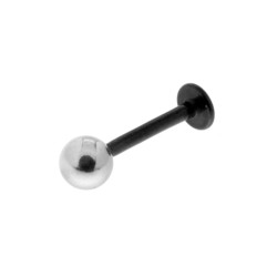 BODY PIERCING LABRET NERO MM 13 CON PALLINA MM 4 IN ACCIAIO CHIRURGICO