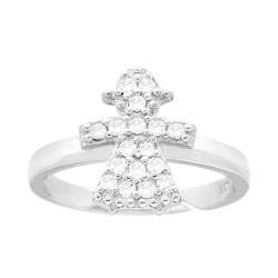 ANELLO FAMIGLIA CON FIGLIA BIMBA CUBIC ZIRCONIA BIANCHI IN ARGENTO 925 GALVANICA RODIO