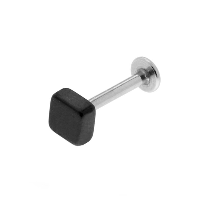 BODY PIERCING LABRET MM 11 CON CUBO NERO MM 4 IN ACCIAIO CHIRURGICO