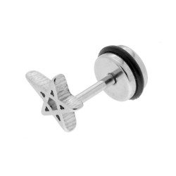 BODY PIERCING BARBELL MM 11 CON STELLA E FAKE PLUG MM 6.5 IN ACCIAIO CHIRURGICO
