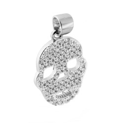 CIONDOLO TESCHIO CON ZIRCONI IN ARGENTO 925 GALVANICA RODIO
