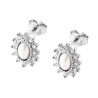 ORECCHINI OVALI CON PERLA E ZIRCONI BIANCHI IN ARGENTO 925 GALVANICA RODIO