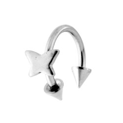 BODY PIERCING CIRCULAR BARBELL MM 12 CON CONI MM 3 E FARFALLA IN ACCIAIO CHIRURGICO