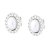 ORECCHINI OVALI CON PERLA E ZIRCONI BIANCHI IN ARGENTO 925 GALVANICA RODIO