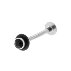BODY PIERCING LABRET NERO MM 15 CON CRYSTAL NERO IN ACCIAIO CHIRURGICO