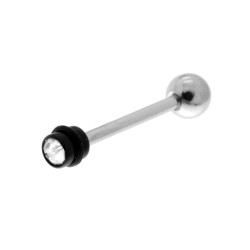 BODY PIERCING BARBELL MM 19 CON PALLINA MM 4 E CRYSTAL BIANCO IN ACCIAIO CHIRURGICO