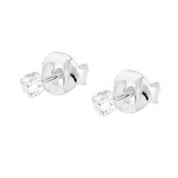 ORECCHINI PUNTO LUCE TONDO MM 2.5 A GRIFFE CON ZIRCONE BIANCO IN ARGENTO 925