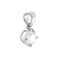 CIONDOLO PUNTO LUCE 4 GRIFFE MM 6 CON ZIRCONE BIANCO TONDO IN ARGENTO 925 GALVANICA RODIO
