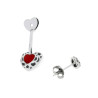 ORECCHINI AMORE CON ZIRCONI BIANCHI E CUORE CON SMALTO ROSSO IN ARGENTO 925 GALVANICA RODIO
