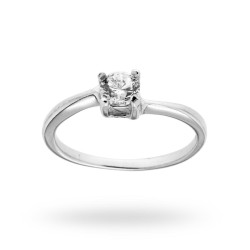 ANELLO SOLITARIO A GRIFFE CON ZIRCONE BIANCO MM 6 IN ARGENTO 925 RODIATO