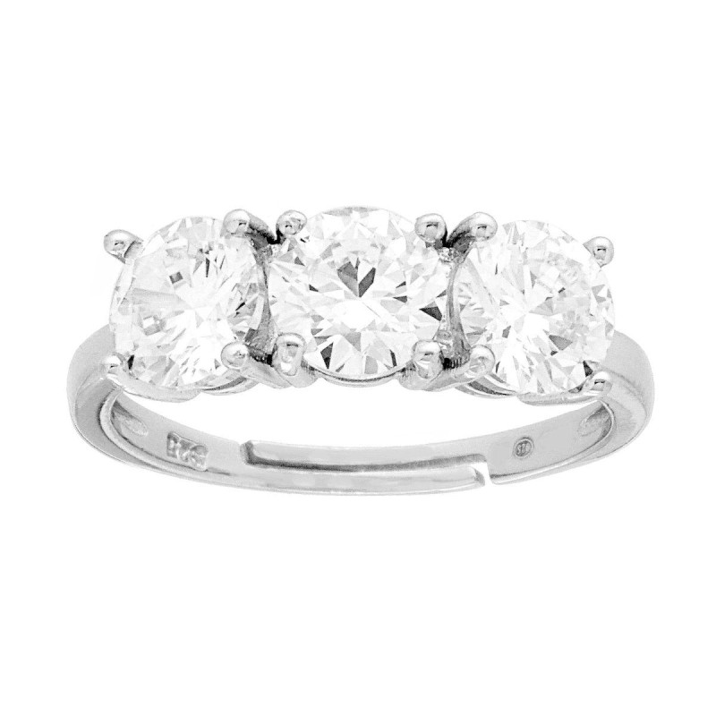 ANELLO TRILOGY CON CUBIC ZIRCONIA BIANCHI MM 6 IN ARGENTO 925 GALVANICA RODIO