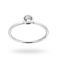 ANELLO SOLITARIO CON ZIRCONE BIANCO MM 5.5 IN ARGENTO 925 RODIATO