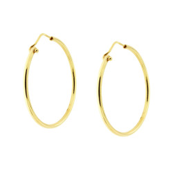 ORECCHINI A CERCHIO LISCIO MM 40 CON CANNA MM 2.1 IN ARGENTO 925 GALVANICA ORO
