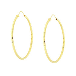 ORECCHINI A CERCHIO DIAMANTATO MM 44 CON CANNA DIAMANTATA MM 2 IN ARGENTO 925 GALVANICA ORO