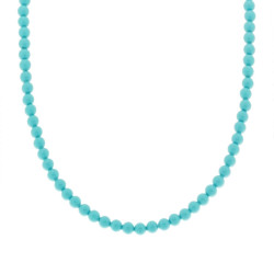 COLLANA TURCHESE MM 4 IN VETRO PERLATO CON FILO E CHIUSURA IN ARGENTO 925 GALVANICA RODIO