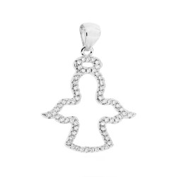CIONDOLO ANGELO CON ZIRCONI IN ARGENTO 925 GALVANICA RODIO