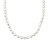 COLLANA FILO PERLA BIANCA MM 6 CON CRYSTAL CENTRALE IN ARGENTO 925 GALVANICA RODIO