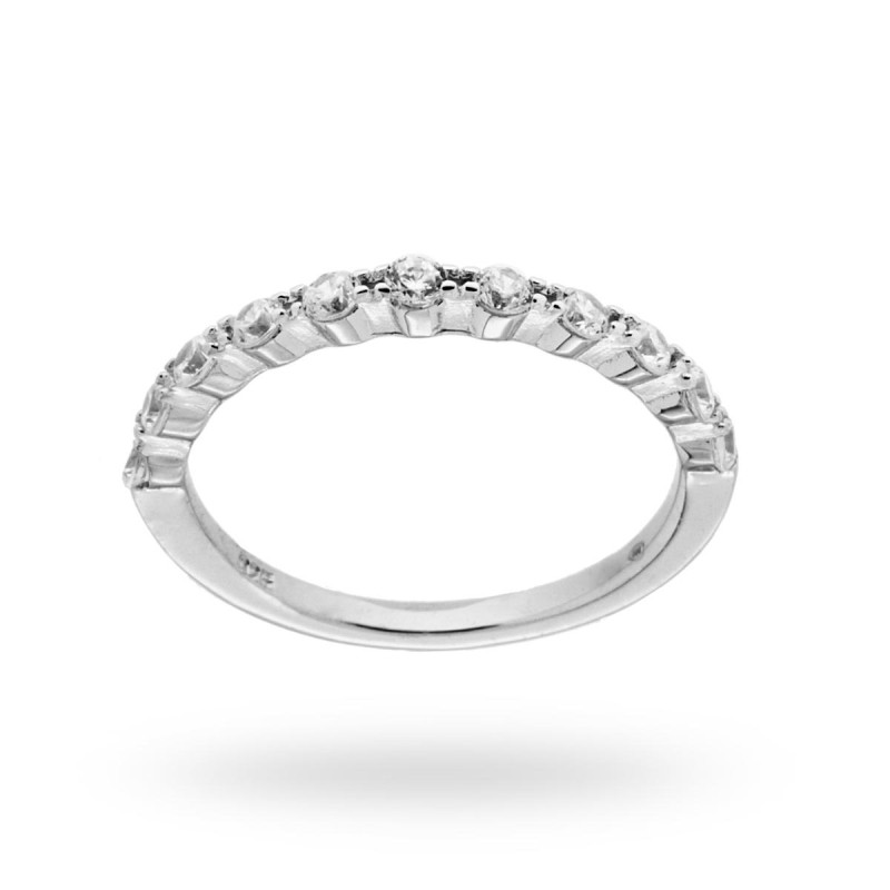 ANELLO VERETTA CON ZIRCONI BIANCHI MM 2 IN ARGENTO 925 RODIATO