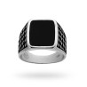 ANELLO CHEVALIER QUADRATO CON SMALTO NERO IN ARGENTO 925 RODIATO