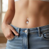 BODY PIERCING BANANA MM 27 CON PALLINE MM 5 E 10 CON CRYSTAL BIANCHI IN ACCIAIO CHIRURGICO