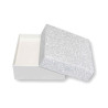 ASTUCCIO MULTIUSO PER GIOIELLI CM 9,7 X 9,7 X H 3,9 COLORE ARGENTO E ARGENTO GLITTER CON NASTRO RASO ARGENTO CON SHOPPER INCLUSA