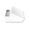ASTUCCIO MULTIUSO PER GIOIELLI CM 7 X 7 H3,8 COLORE BIANCO CON NASTRO E FIOCCO BLU CON SHOPPER INCLUSA