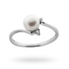 ANELLO CON PERLA BIANCA MM 6 E ZIRCONE BIANCO IN ARGENTO 925 RODIATO