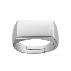 ANELLO CHEVALIER RETTANGOLARE LUCIDO IN ARGENTO 925 RODIATO