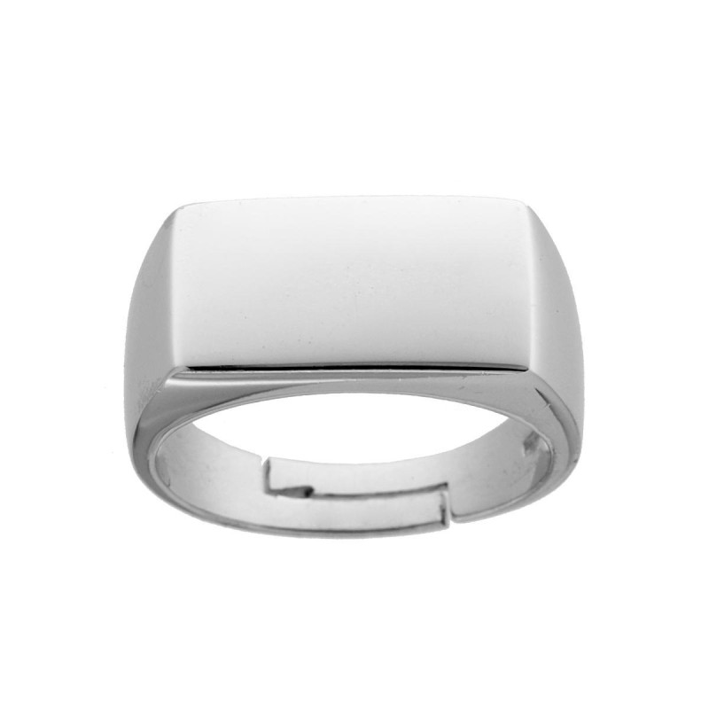 ANELLO CHEVALIER RETTANGOLARE LUCIDO IN ARGENTO 925 RODIATO