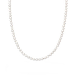 COLLANA FILO PERLA BIANCA MM 4 IN VETRO PERLATO CON FILO E CHIUSURA IN ARGENTO 925 GALVANICA RODIO