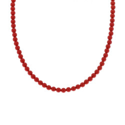 COLLANA CORALLO MM 4 IN VETRO PERLATO CON FILO E CHIUSURA IN ARGENTO 925 GALVANICA RODIO