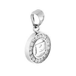 CIONDOLO TONDO CON LETTERA NOME INIZIALE CON ZIRCONI BIANCHI IN ARGENTO 925 GALVANICA RODIO
