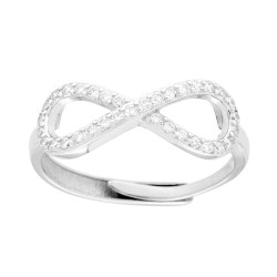 ANELLO INFINITO CON CUBIC ZIRCONIA BIANCHI IN ARGENTO 925 GALVANICA RODIO