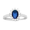 ANELLO HALO SOLITARIO CON ZIRCONE OVALE COLORE BLU ZAFFIRO E ZIRCONI BIANCHI IN ARGENTO 925 GALVANICA RODIO