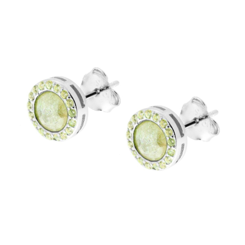 ORECCHINI CON PIETRA SCOPPIATA GIALLO E ZIRCONI IN ARGENTO 925 GALVANICA RODIO